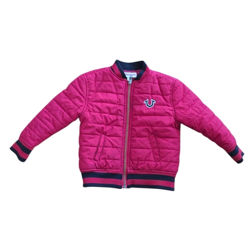 True Religion Red Puffer Quilted Jacket Unisex Size 2T - Picture 1 of 5